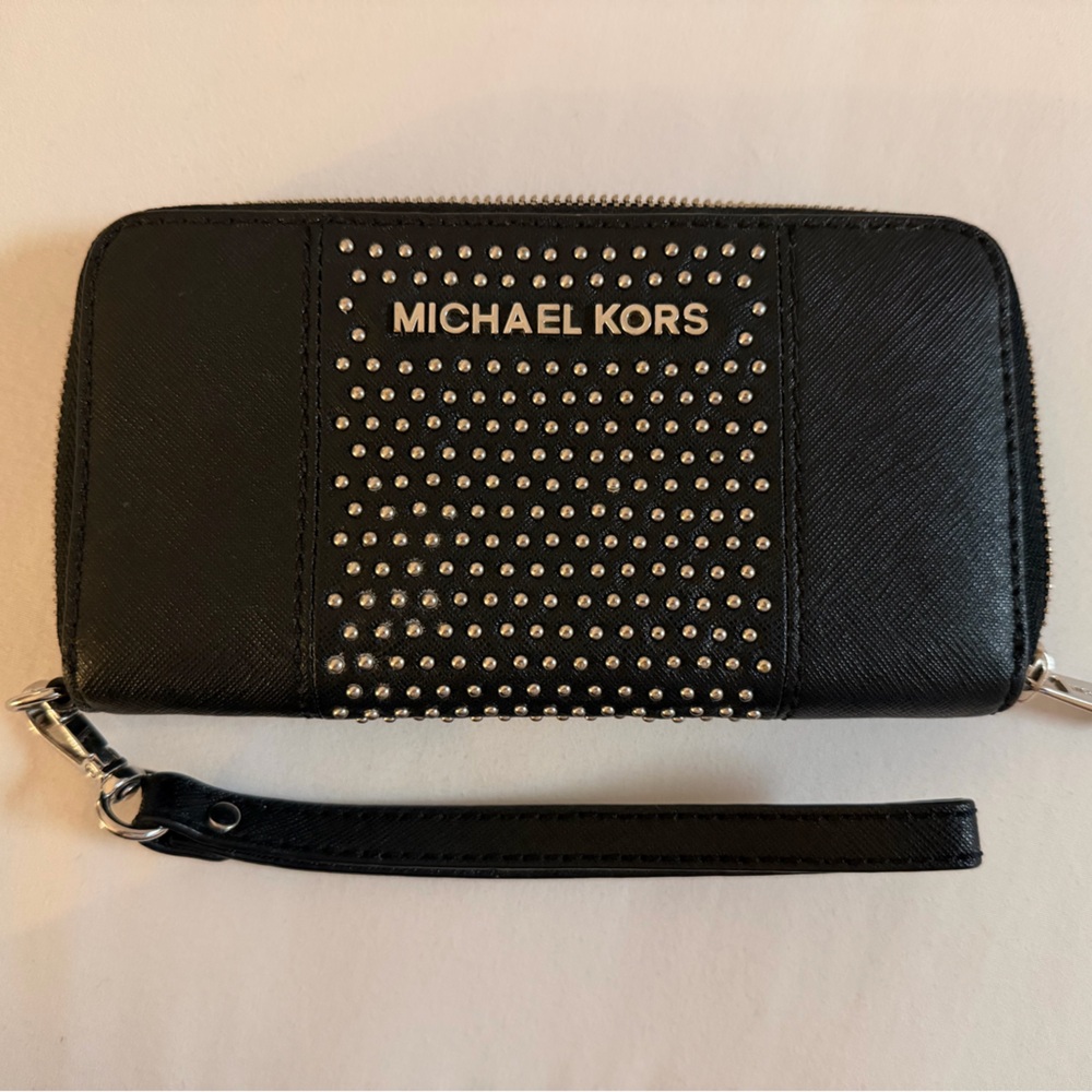Michael Kors Black and Silver Studded Wallet